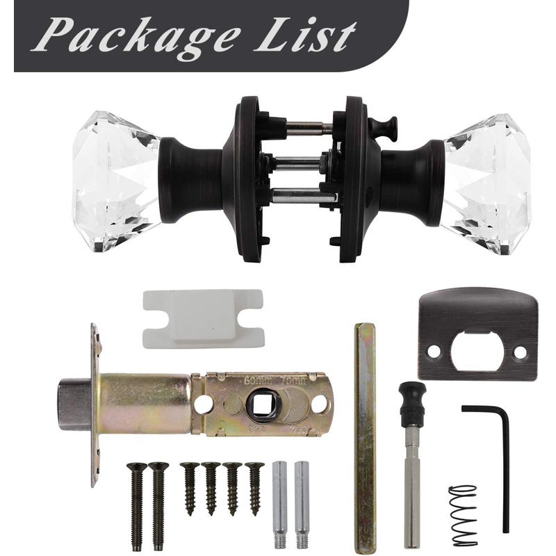 Probrico Crystal Privacy Door Knobs Keyless Lock with Round Rosette & Reviews Wayfair